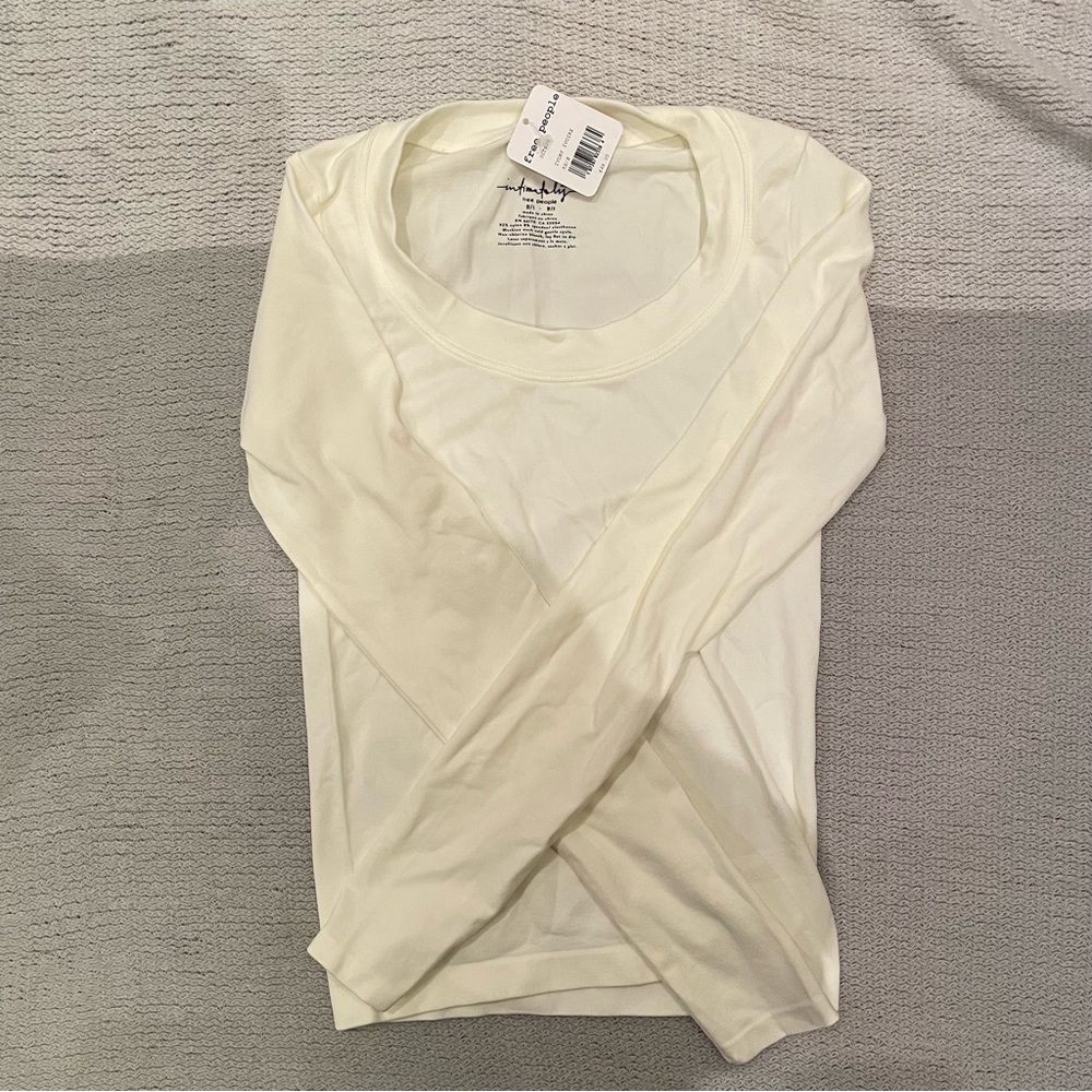 Free People Cream Long Sleeve Tee